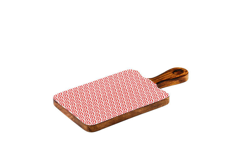 Planche de service en bois de manguier PATTERN 15*30cm - Rouge