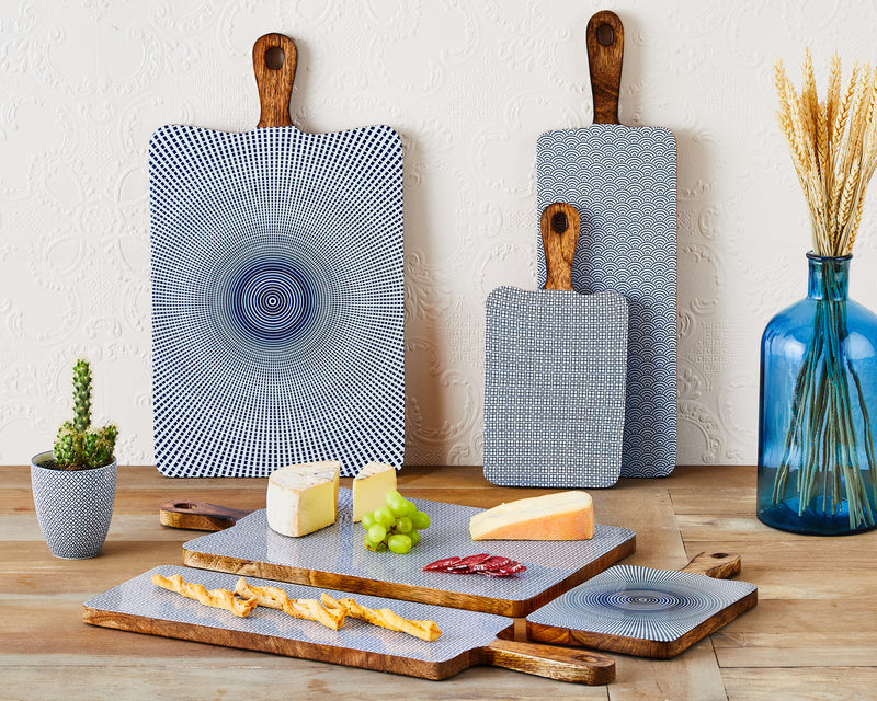 Planche de service en bois de manguier PATTERN 15*30cm - Dark blue