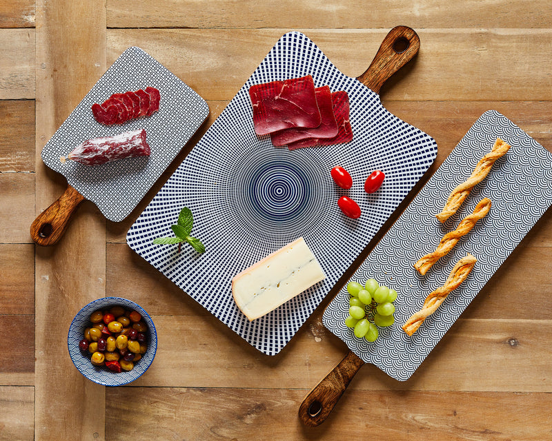 Planche de service en bois de manguier PATTERN 15*30cm - Dark blue