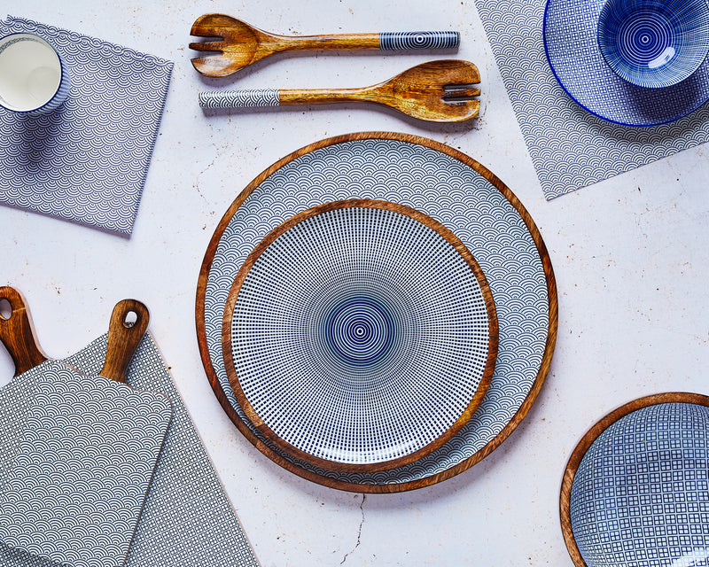 Planche de service en bois de manguier PATTERN 15*30cm - Dark blue