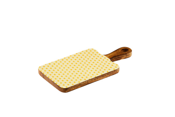 Planche de service en bois de manguier PATTERN 15*30cm - Jaune
