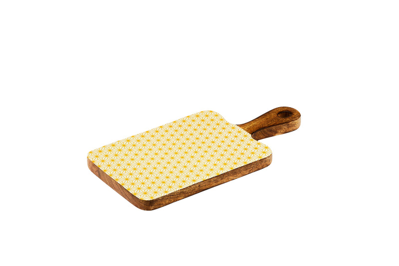 Planche de service en bois de manguier PATTERN 15*30cm - Jaune