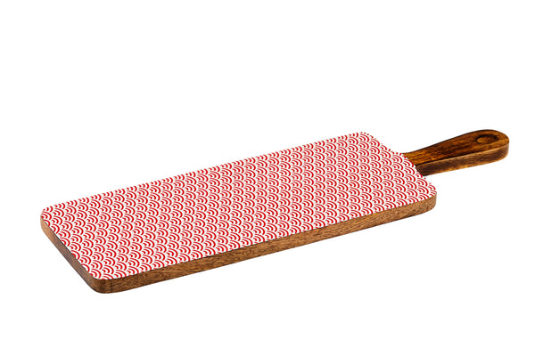 Planche de service en bois de manguier PATTERN 15*50cm - Rouge
