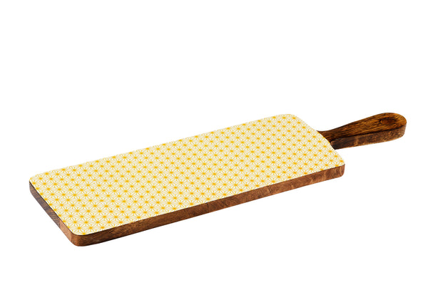 Planche de service en bois de manguier PATTERN 15*50cm - Jaune