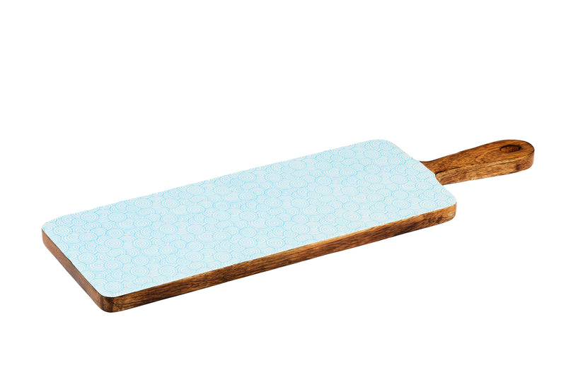 Planche de service en bois de manguier PATTERN 15*50cm - Bleu clair