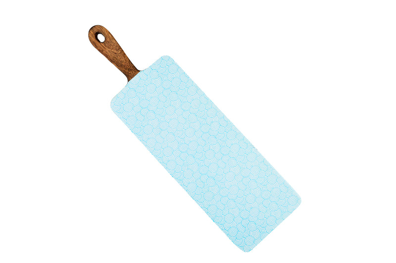 Planche de service en bois de manguier PATTERN 15*50cm - Bleu clair