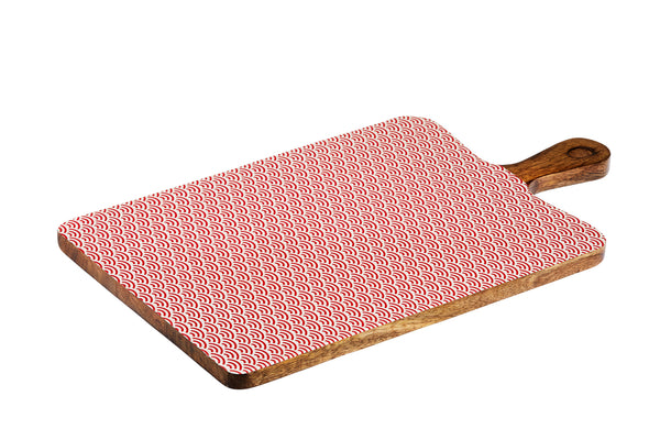 Planche de service en bois de manguier PATTERN 27*48cm - Rouge
