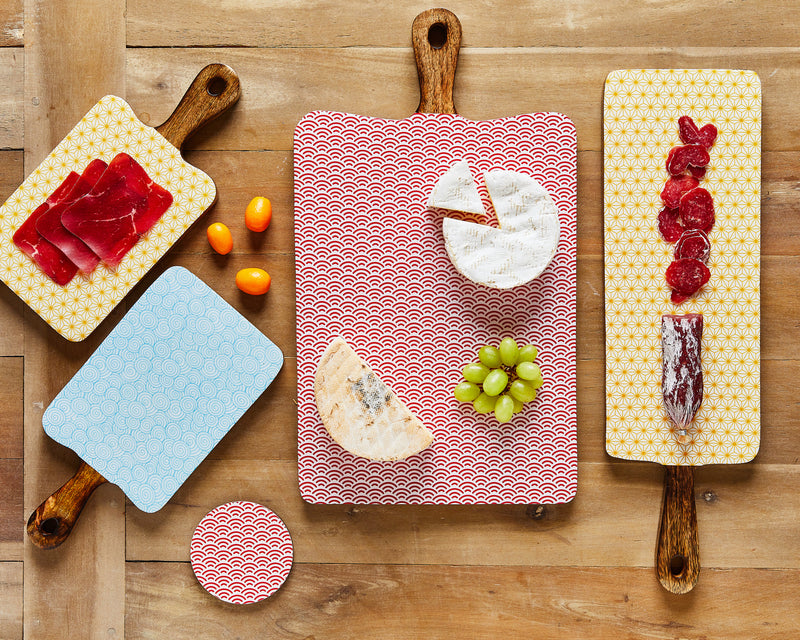 Planche de service en bois de manguier PATTERN 27*48cm - Rouge