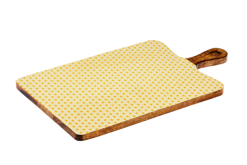 Planche de service en bois de manguier PATTERN 27*48cm - Jaune