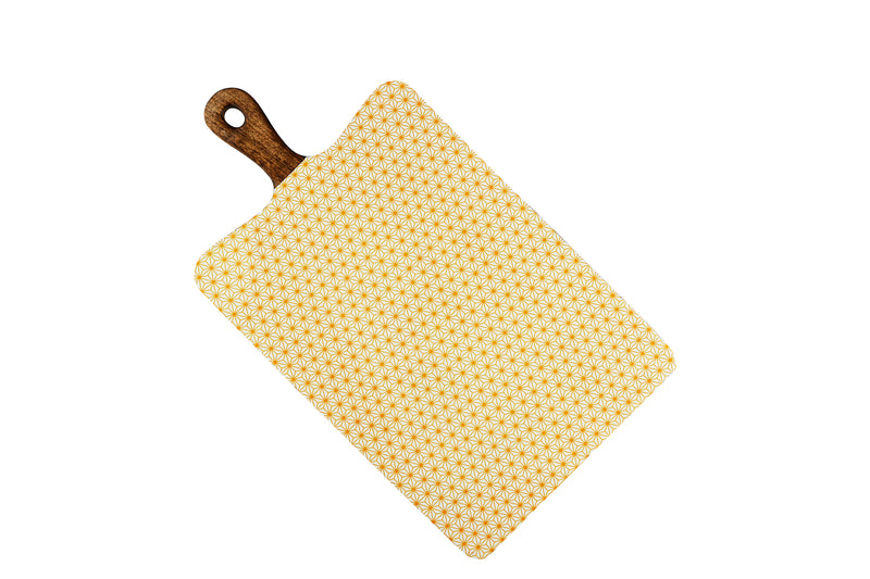 Planche de service en bois de manguier PATTERN 27*48cm - Jaune