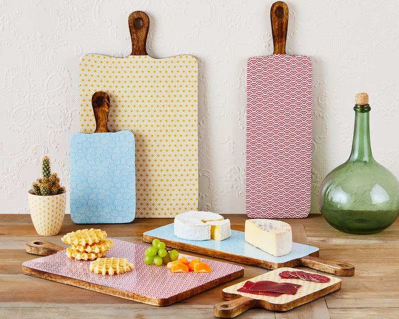 Planche de service en bois de manguier PATTERN 27*48cm - Jaune