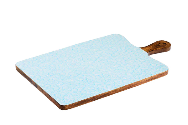 Planche de service en bois de manguier PATTERN 27*48cm - Bleu clair
