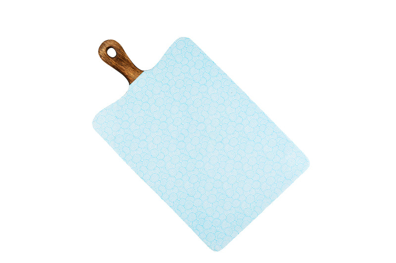 Planche de service en bois de manguier PATTERN 27*48cm - Bleu clair