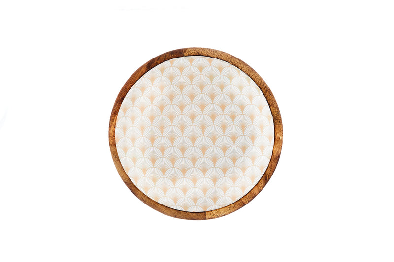 Saladier en bois de manguier PATTERN Ø24cm - Rose pastel