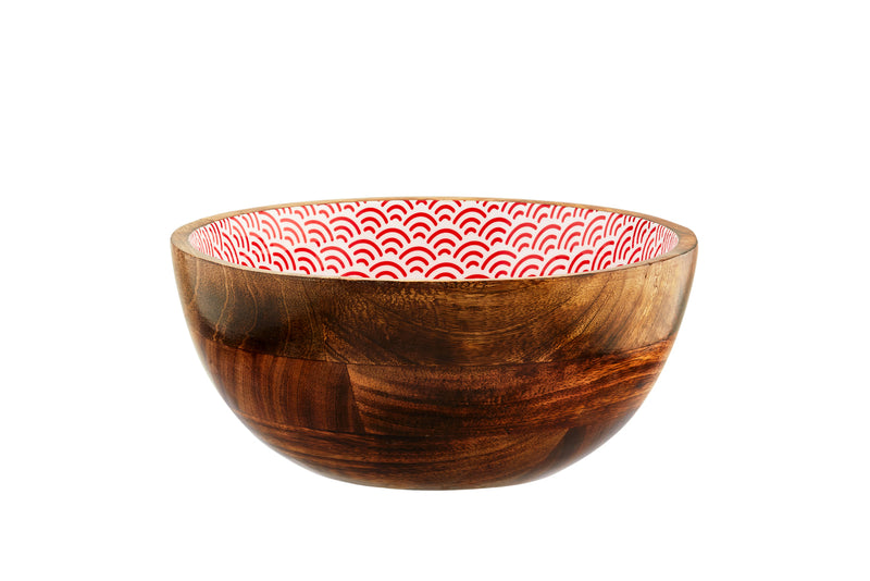 Saladier en bois de manguier PATTERN Ø24cm - Rouge