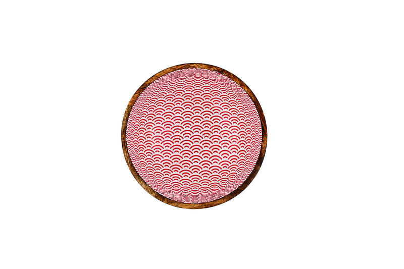 Saladier en bois de manguier PATTERN Ø24cm - Rouge