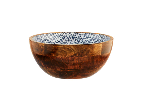 Saladier en bois de manguier PATTERN Ø24cm - Dark blue