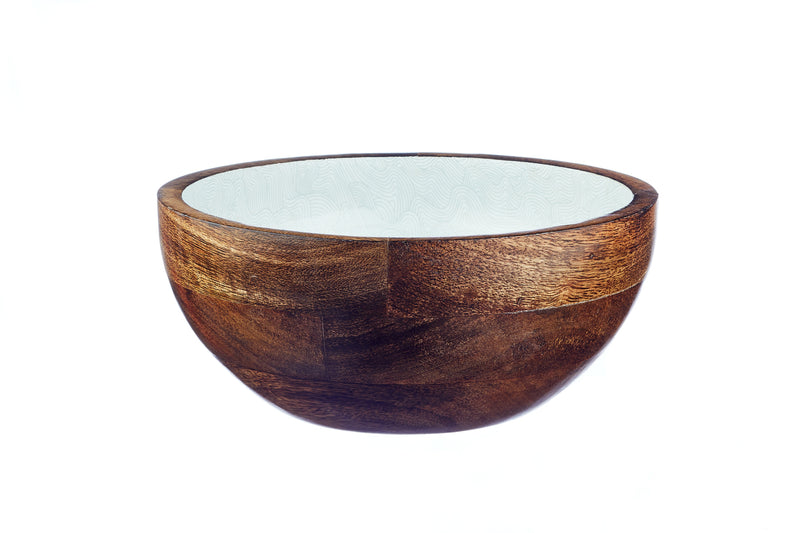 Saladier en bois de manguier PATTERN Ø24cm - Vert pastel