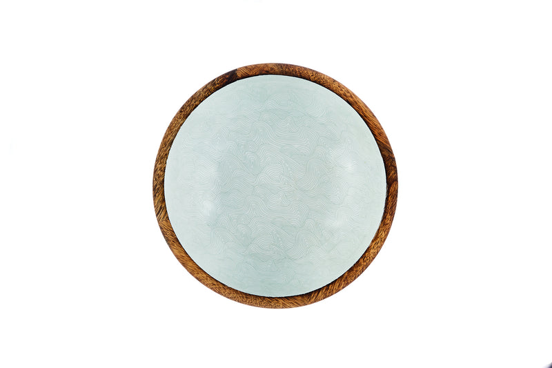 Saladier en bois de manguier PATTERN Ø24cm - Vert pastel