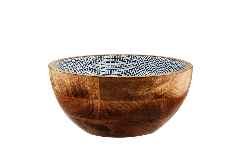 Saladier en bois de manguier PATTERN Ø24cm - Dark blue