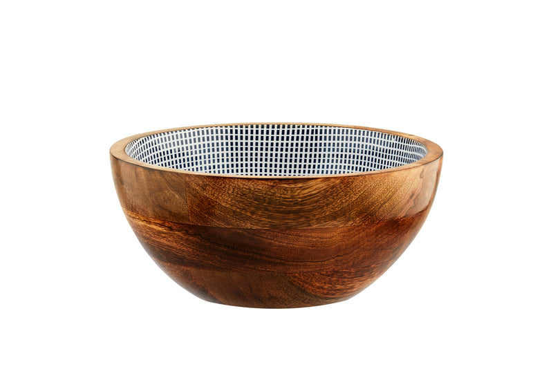 Saladier en bois de manguier PATTERN Ø24cm - Dark blue