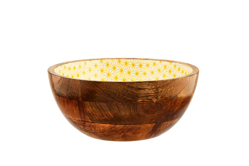 Saladier en bois de manguier PATTERN Ø24cm - Jaune
