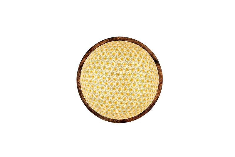 Saladier en bois de manguier PATTERN Ø24cm - Jaune
