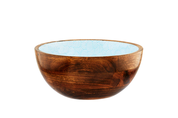 Saladier en bois de manguier PATTERN Ø24cm - Bleu clair