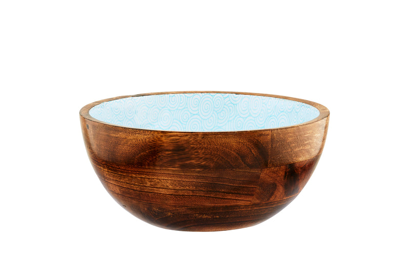 Saladier en bois de manguier PATTERN Ø24cm - Bleu clair