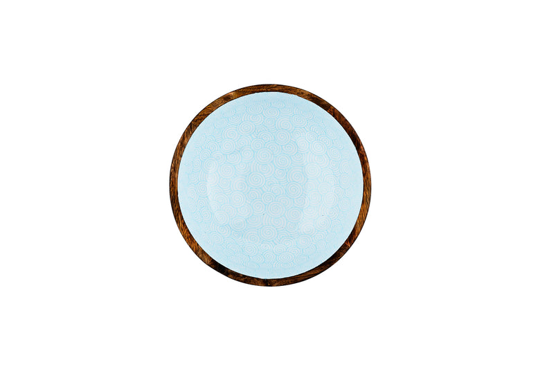Saladier en bois de manguier PATTERN Ø24cm - Bleu clair