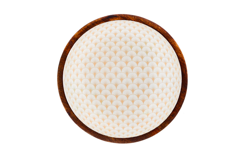 Saladier en bois de manguier PATTERN Ø30cm - Rose pastel