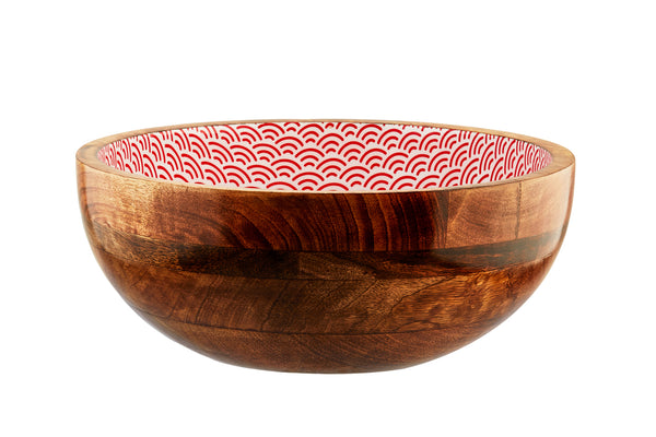 Saladier en bois de manguier PATTERN Ø30cm - Rouge