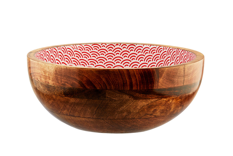 Saladier en bois de manguier PATTERN Ø30cm - Rouge