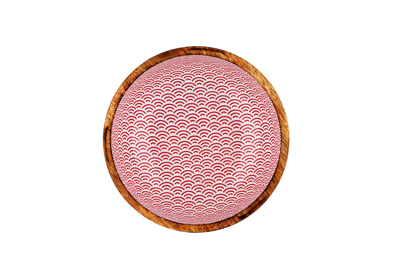 Saladier en bois de manguier PATTERN Ø30cm - Rouge