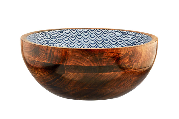 Saladier en bois de manguier PATTERN Ø30cm - Dark blue