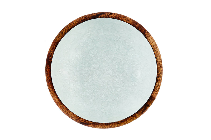Saladier en bois de manguier PATTERN Ø30cm - Vert pastel