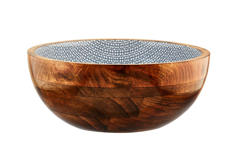 Saladier en bois de manguier PATTERN Ø30cm - Dark blue