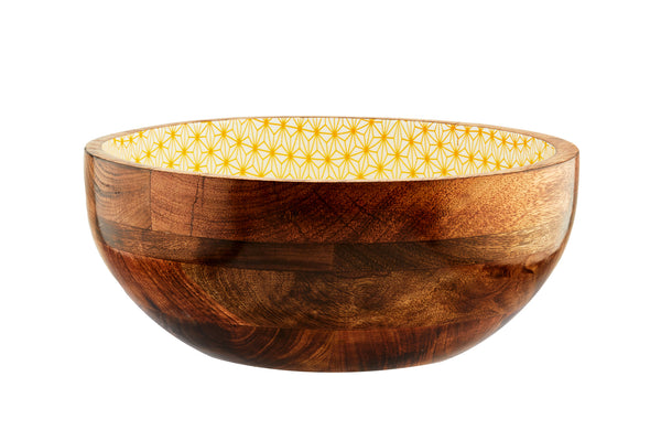 Saladier en bois de manguier PATTERN Ø30cm - Jaune
