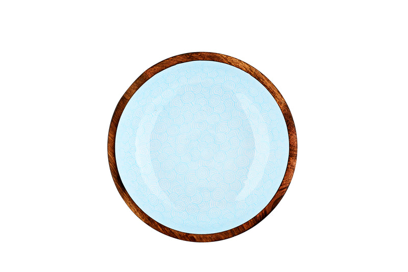Saladier en bois de manguier PATTERN Ø30cm - Bleu clair