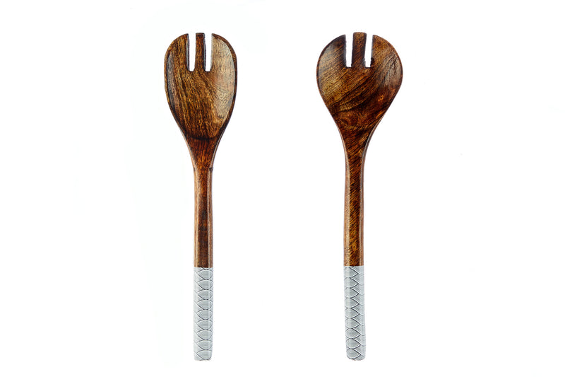 Couverts à salade en bois de manguier PATTERN - Eclipse