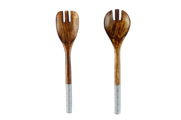 Couverts à salade en bois de manguier PATTERN - Eclipse