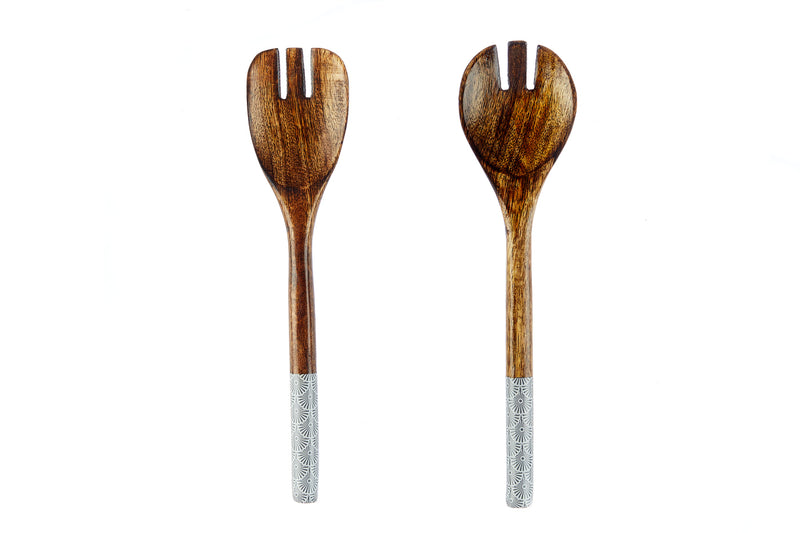 Couverts à salade en bois de manguier PATTERN - Eclipse