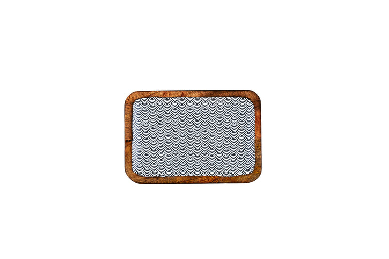 Plateau de service en bois de manguier PATTERN 17*25cm - Dark blue