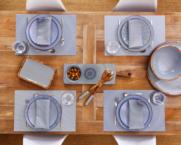 Plateau de service en bois de manguier PATTERN 17*25cm - Dark blue
