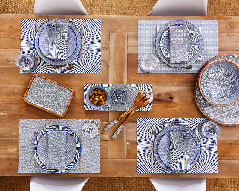 Plateau de service en bois de manguier PATTERN 17*25cm - Dark blue