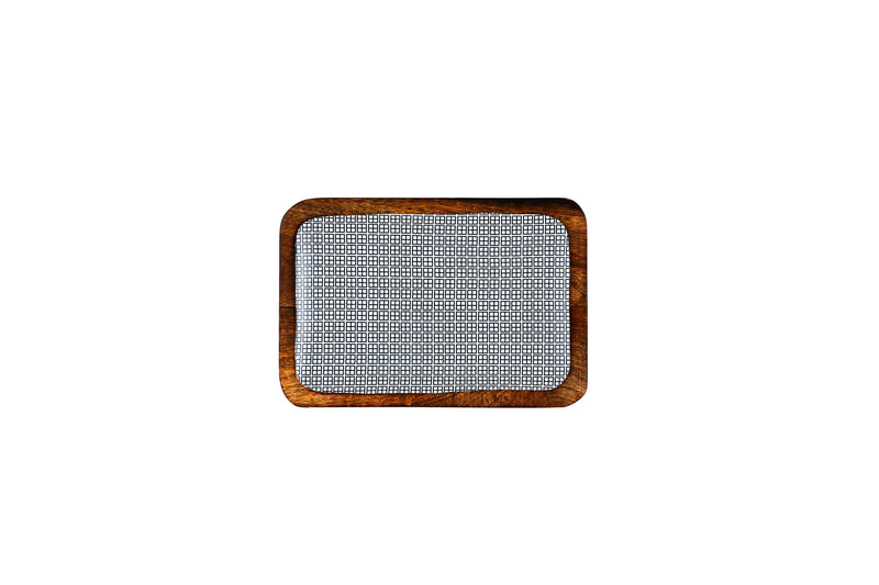Plateau de service en bois de manguier PATTERN 17*25cm - Dark blue