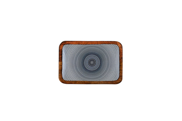 Plateau de service en bois de manguier PATTERN 17*25cm - Dark blue