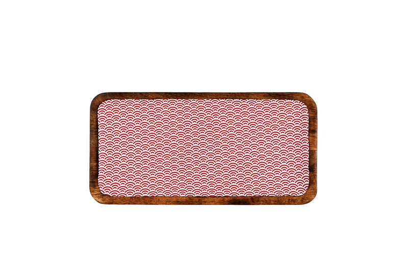 Plateau de service en bois de manguier PATTERN 20*40cm - Rouge