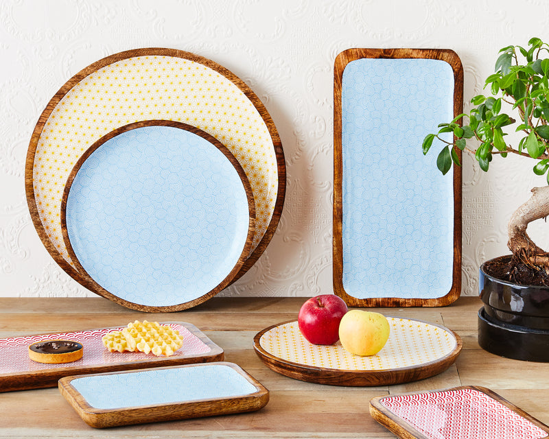 Plateau de service en bois de manguier PATTERN 20*40cm - Rouge
