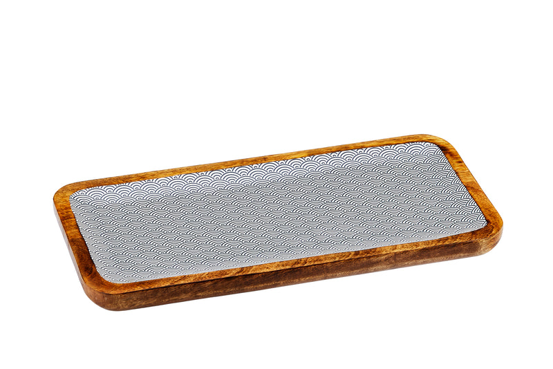 Plateau de service en bois de manguier PATTERN 20*40cm - Dark blue